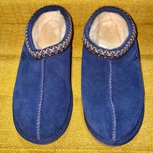 UGG Classic Tasman Navy Suede Wool Slippers